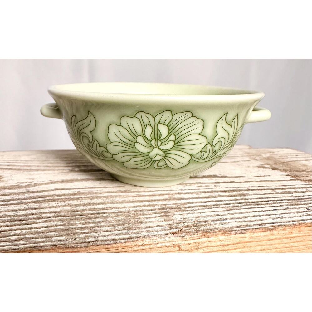 Peony Limited Edition 82 FP (1982) Japan, Celedon Green Fine Porcelain Bowl